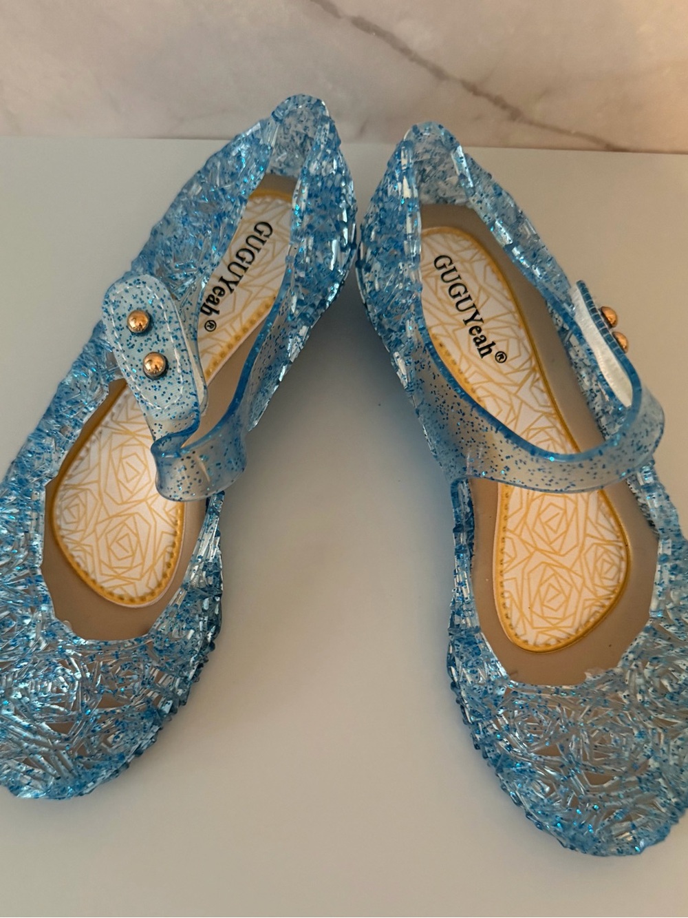 GUGUYeah Blue Glitter Jelly Flats Toddler Girls For Costume Dress Up